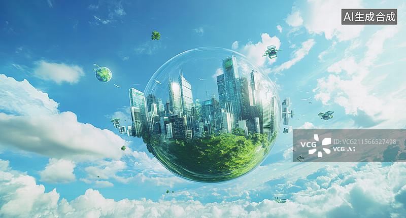 【AI数字艺术】悬浮城市梦幻景象图片素材