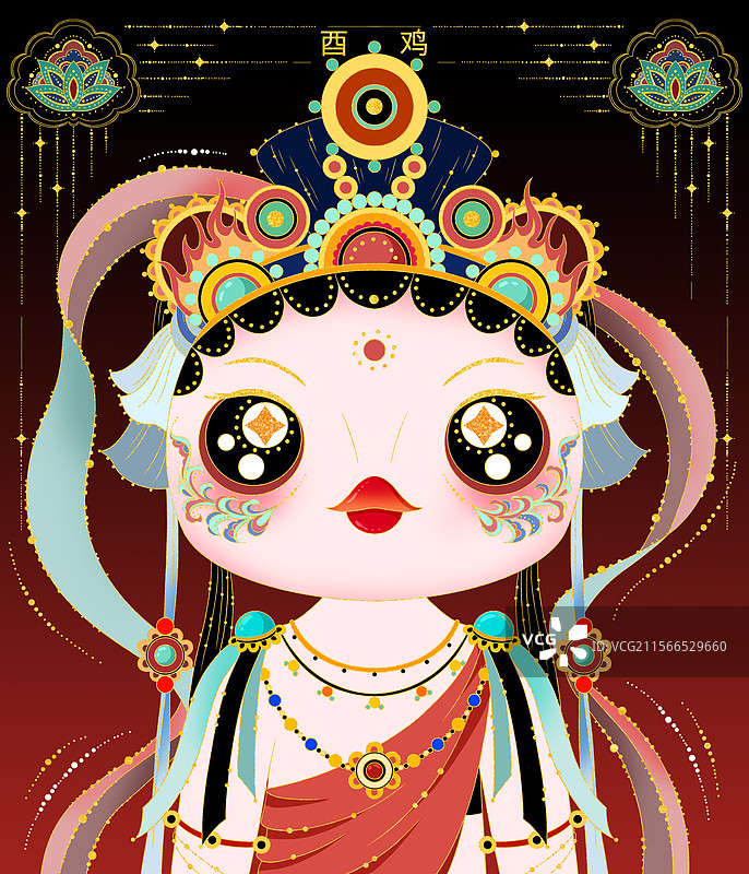 敦煌十二生肖酉鸡卡通人物图片素材