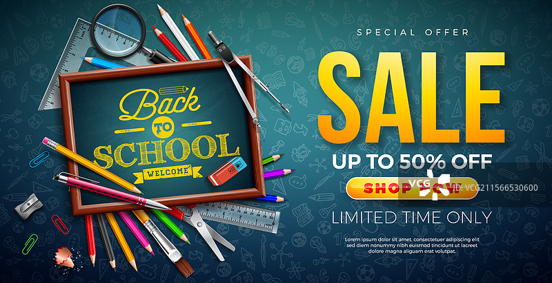 返校季促销设计与黑板图片素材