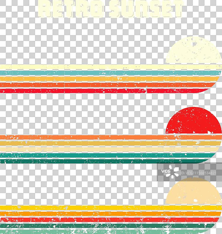 复古风格的各种横向磨损日落图片素材