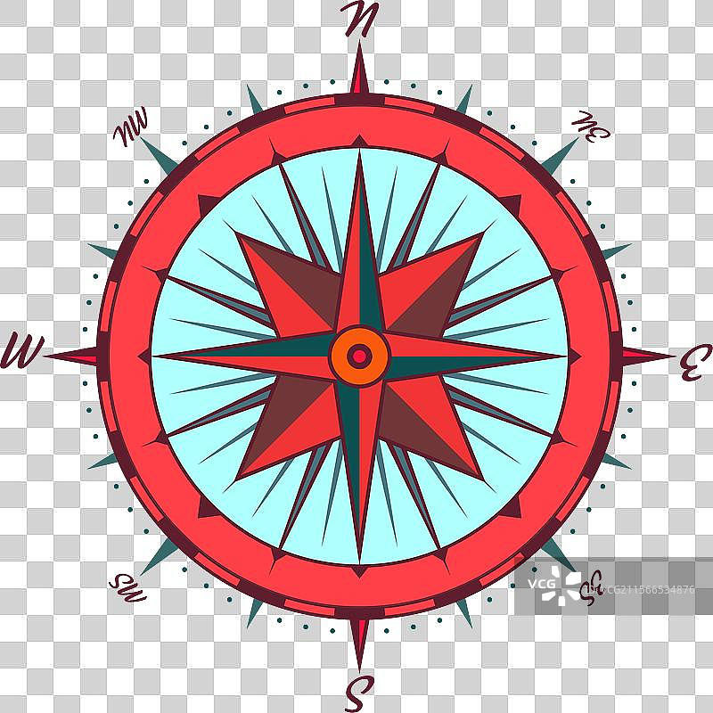 复古海洋风向玫瑰航海图，色彩丰富图片素材