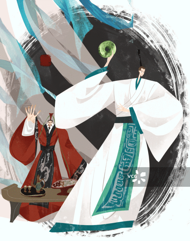 完璧归赵成语典故插画GIF动图图片素材