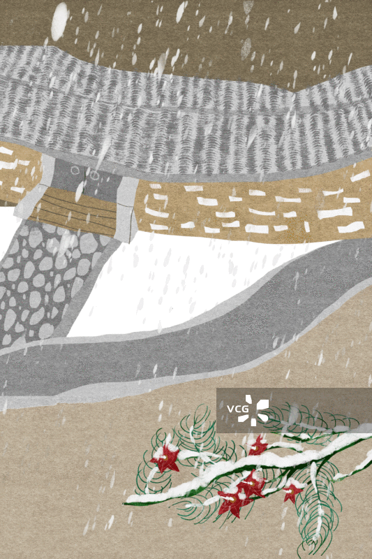 冬季俯视房屋插画背景GIF动图图片素材