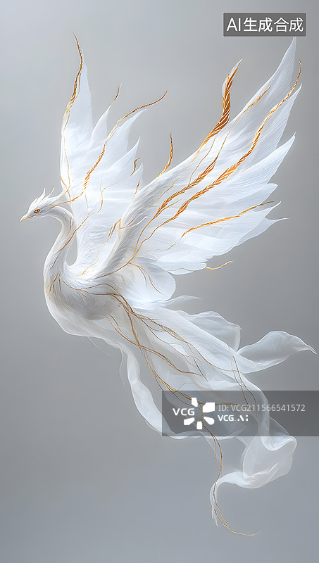 【AI数字艺术】凤凰 图腾 丝绸 烟雾图片素材