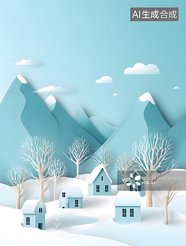 【AI数字艺术】剪纸，冬天图片素材