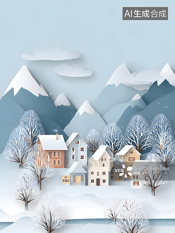 【AI数字艺术】剪纸，冬天图片素材