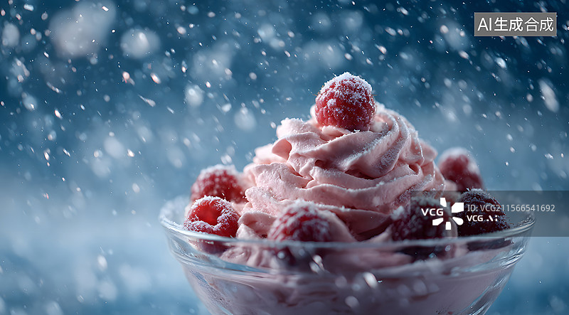 【AI数字艺术】冬日 冰淇淋 草莓图片素材