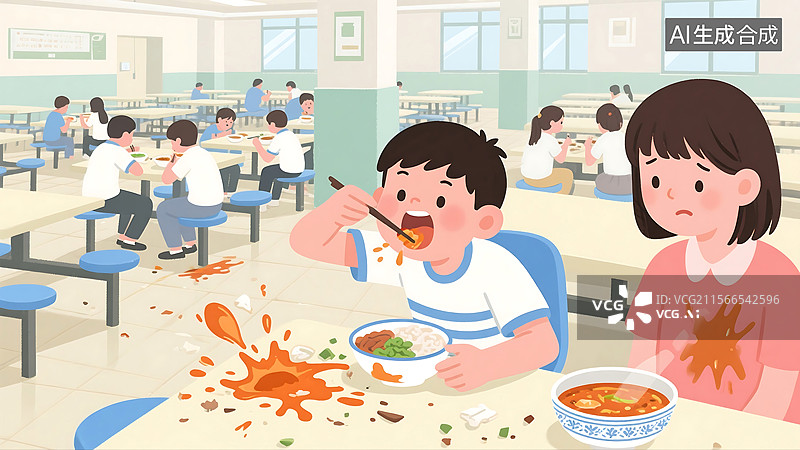 【AI数字艺术】安全教育 食堂的“风云人物” 扁平手绘插画图片素材