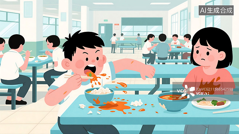 【AI数字艺术】安全教育 食堂的“风云人物” 扁平手绘插画图片素材