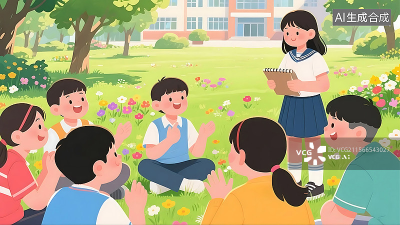 【AI数字艺术】一举两得的欢乐时光 平面手绘插画图片素材