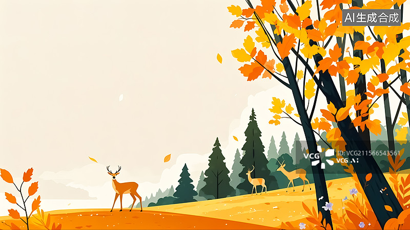 【AI数字艺术】秋天森林插画图片素材