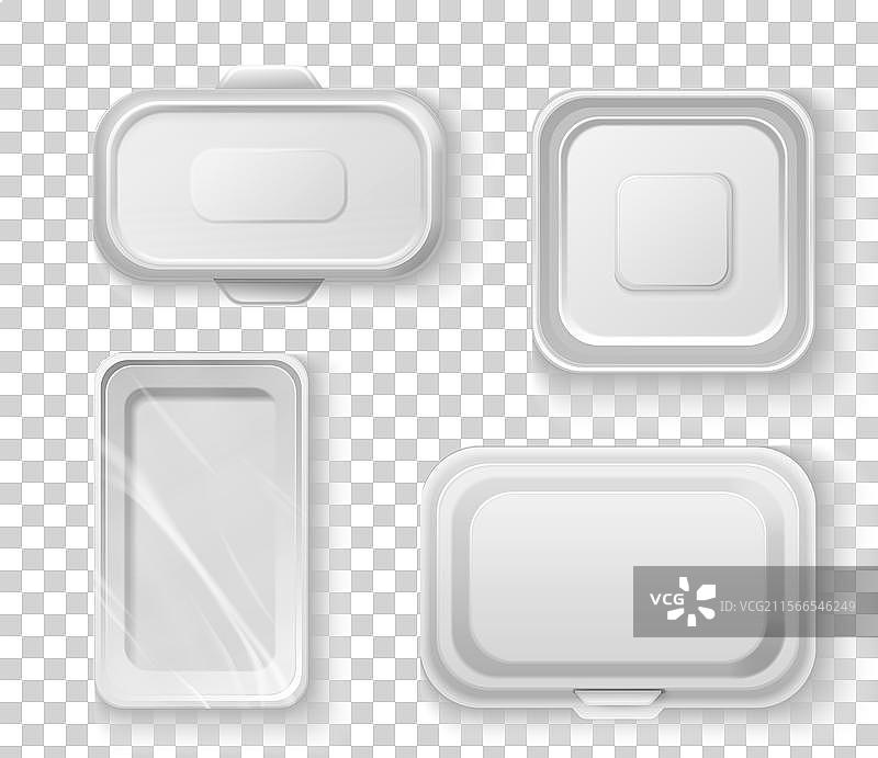 白色塑料容器和泡沫托盘图片素材