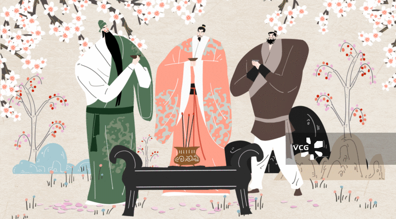 桃园三结义成语典故插画GIF动图图片素材