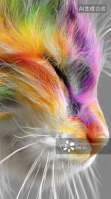 【AI数字艺术】抽象猫咪特写图片素材