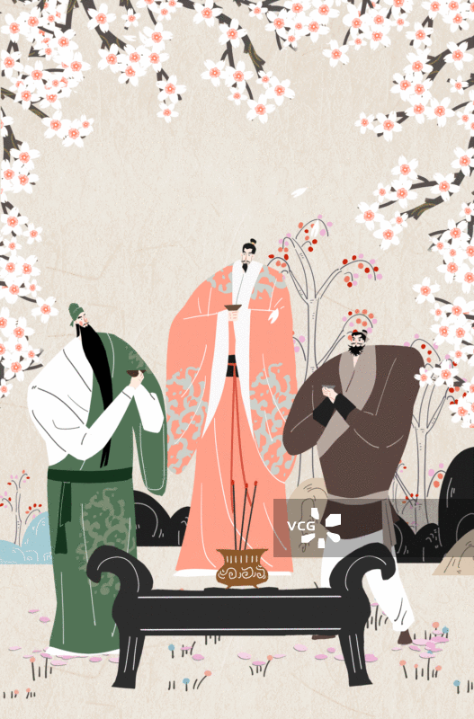 桃园三结义成语典故插画GIF动图图片素材