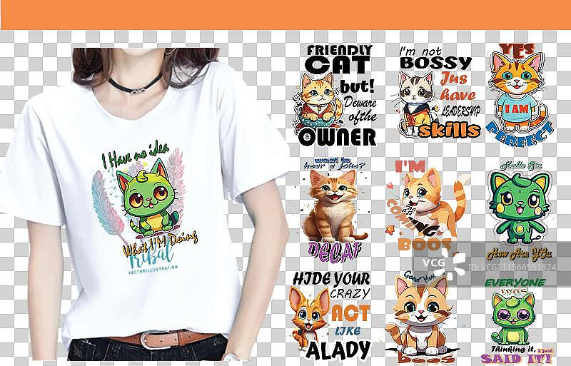 猫咪T恤设计图片素材