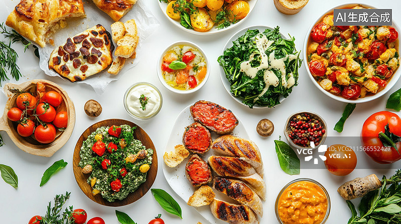 【AI数字艺术】各式各样的美食拼盘图片素材