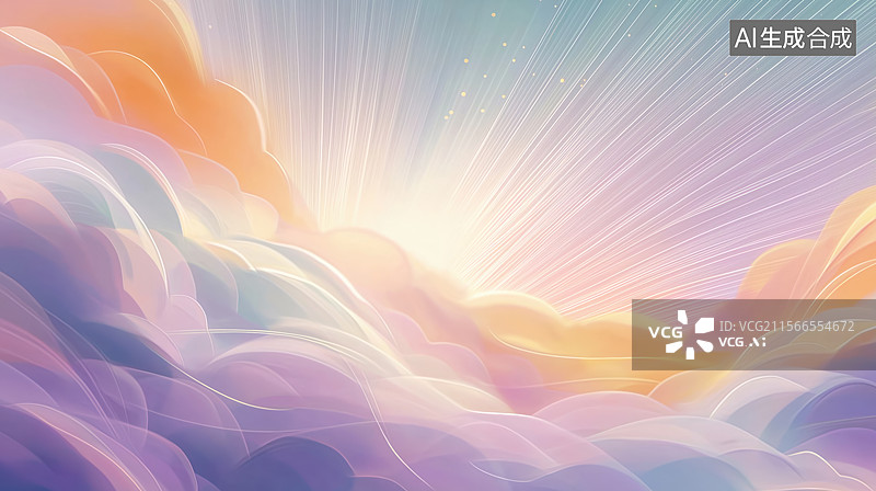 【AI数字艺术】梦幻云海与阳光图片素材