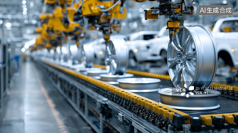 【AI数字艺术】智能制造，汽车生产线，汽车工厂图片素材