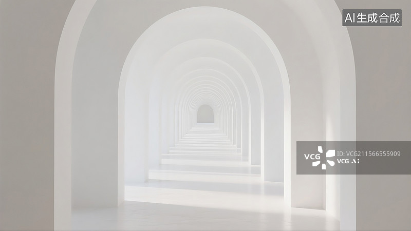 【AI数字艺术】白色室内拱门图片素材