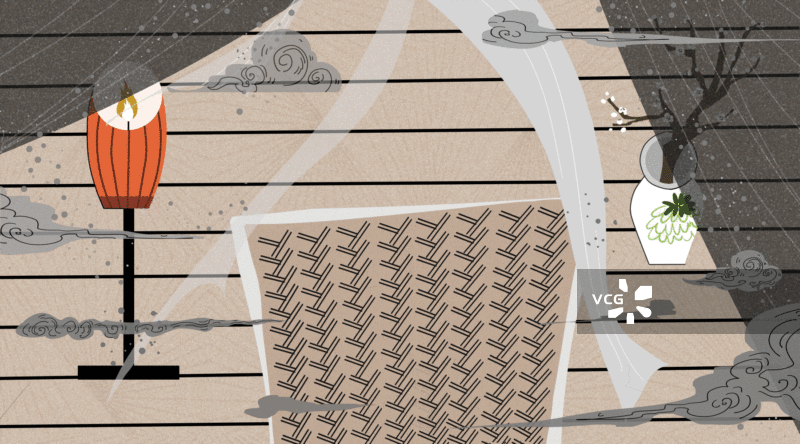 古代室内夜晚插画背景GIF动图图片素材