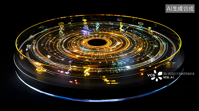 【AI数字艺术】发光的圆形科技界面图片素材