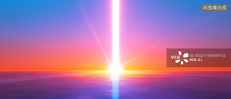 【AI数字艺术】日出时的光柱图片素材