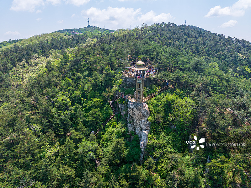 航拍济南柳埠龙门山景区图片素材