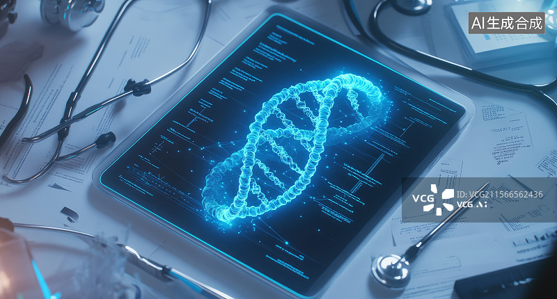 【AI数字艺术】科技感平板显示医学数据画面图片素材