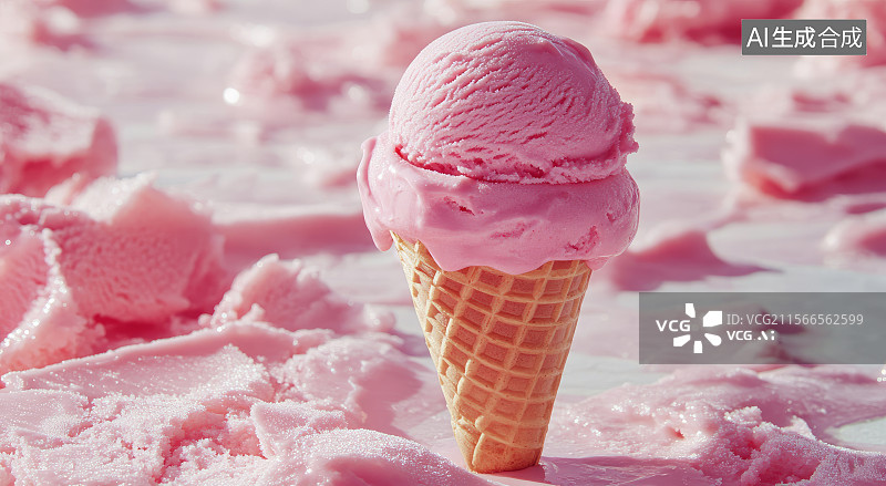 【AI数字艺术】粉色冰淇淋特写图片素材