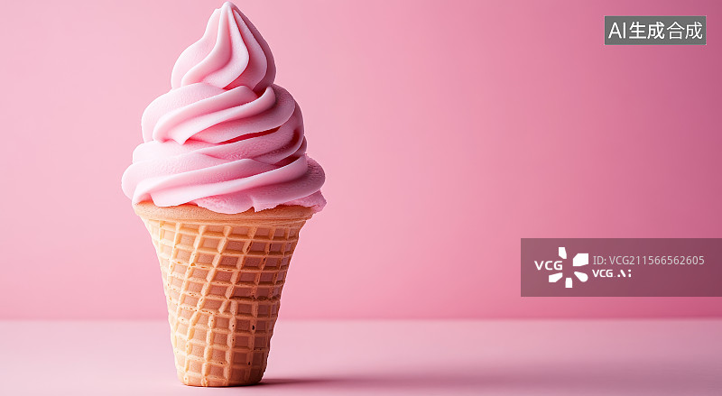 【AI数字艺术】粉色冰淇淋特写图片素材