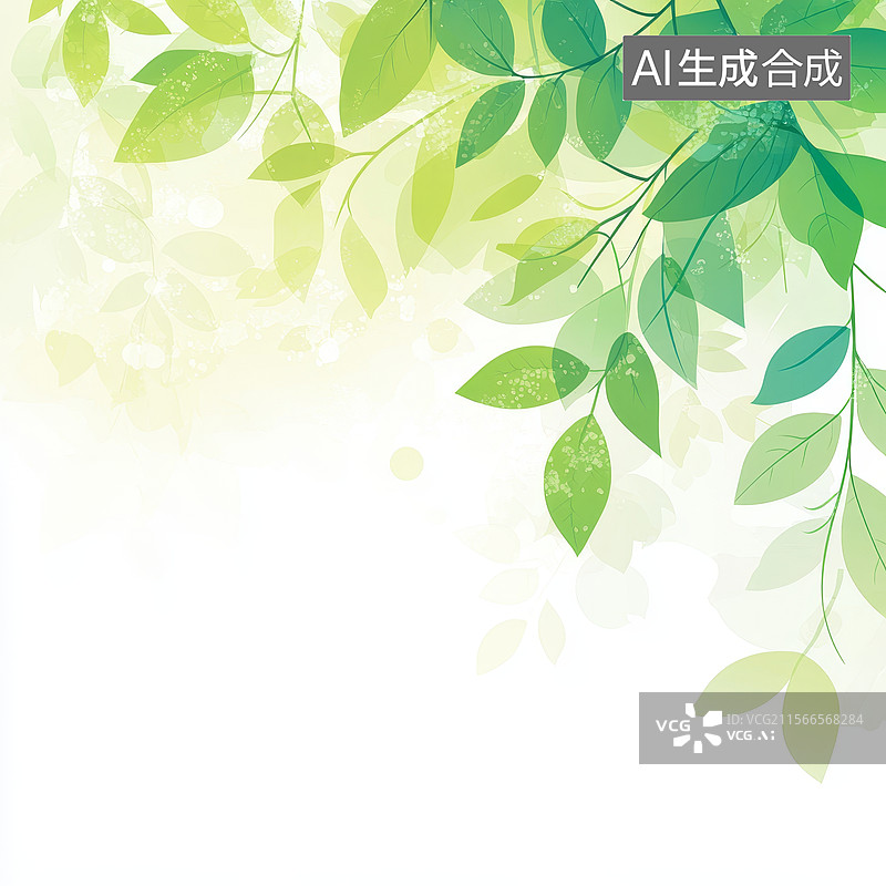 【AI数字艺术】绿色树叶的抽象背景图片素材