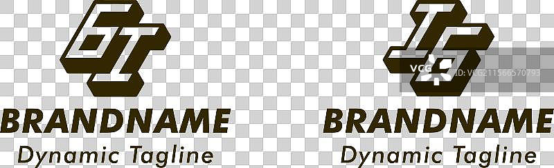 适合的3D字母GI和IG单色标志图片素材