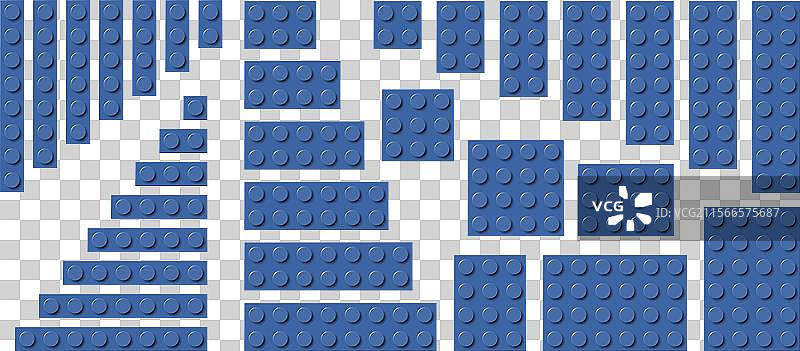 一大套蓝色塑料建筑玩具积木图片素材