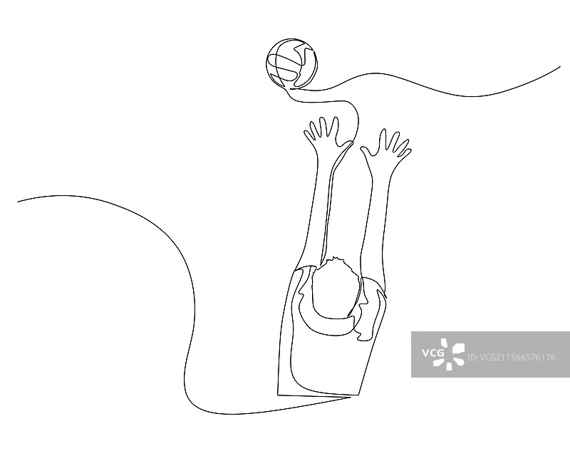 连续单线画的背面视图图片素材