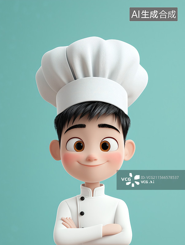 【AI数字艺术】卡通小厨师头像图片素材