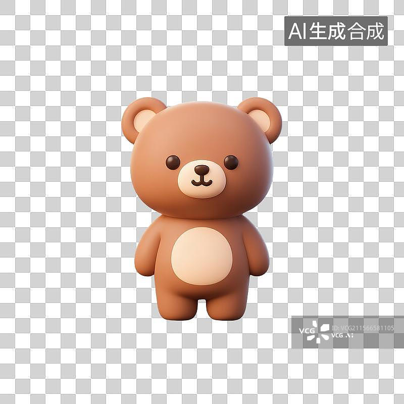 【AI数字艺术】3D建模纯黑背景的迷你熊卡通插画图片素材