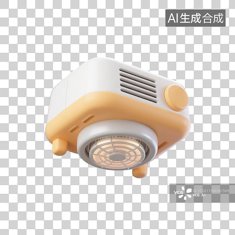 【AI数字艺术】3D建模纯黑背景的迷你浴霸卡通插画图片素材