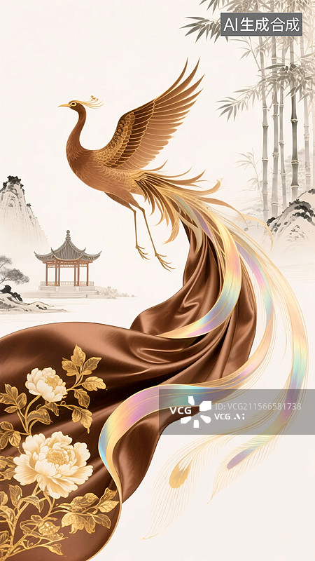 【AI数字艺术】摩卡灵凤：画韵幽情图片素材