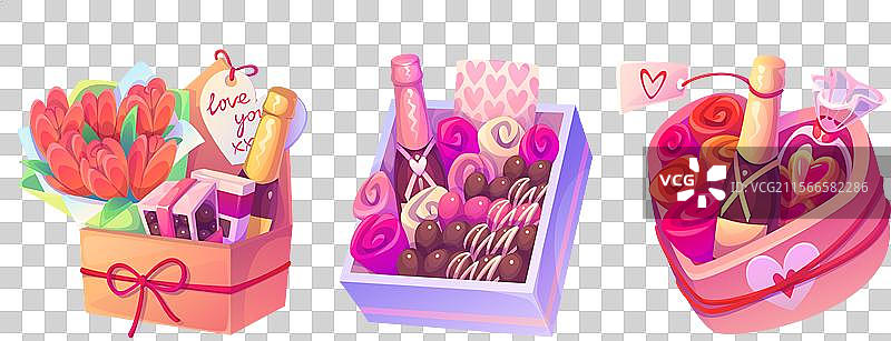 情人节的巧克力糖果盒，带有心形图案图片素材