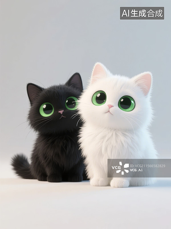 【AI数字艺术】黑白双猫的治愈系图片素材