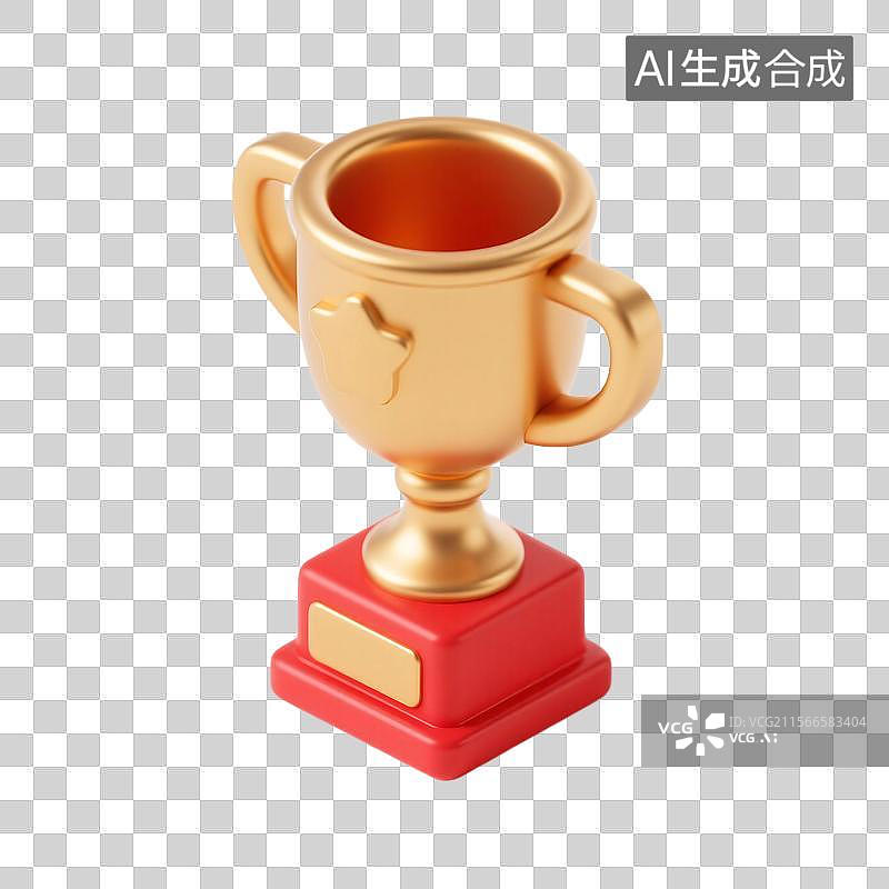 【AI数字艺术】3D渲染卡通奖杯元素图片素材