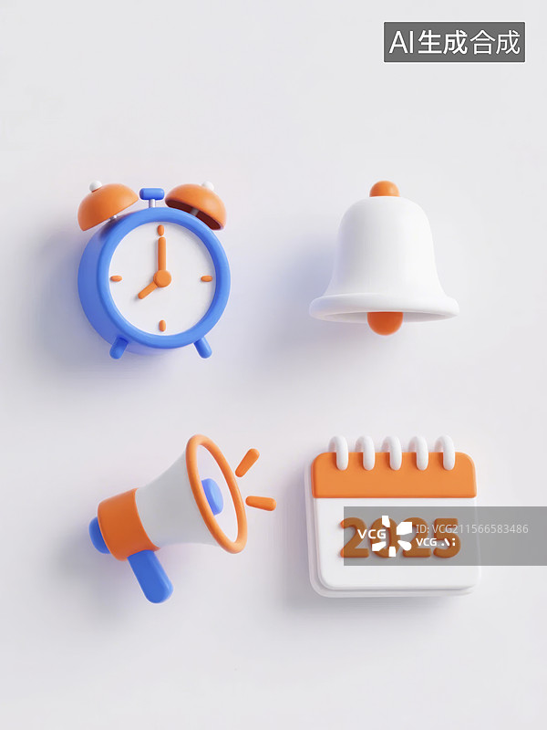 【AI数字艺术】闹钟日历通知图标图片素材