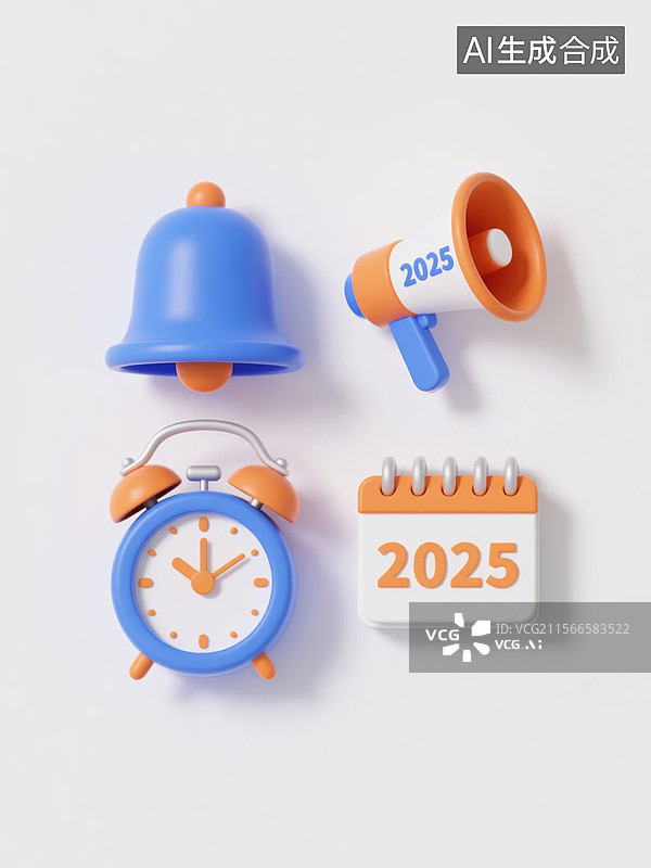 【AI数字艺术】闹钟日历通知图标图片素材