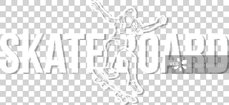 设计有女性滑板运动员的滑板文字图片素材