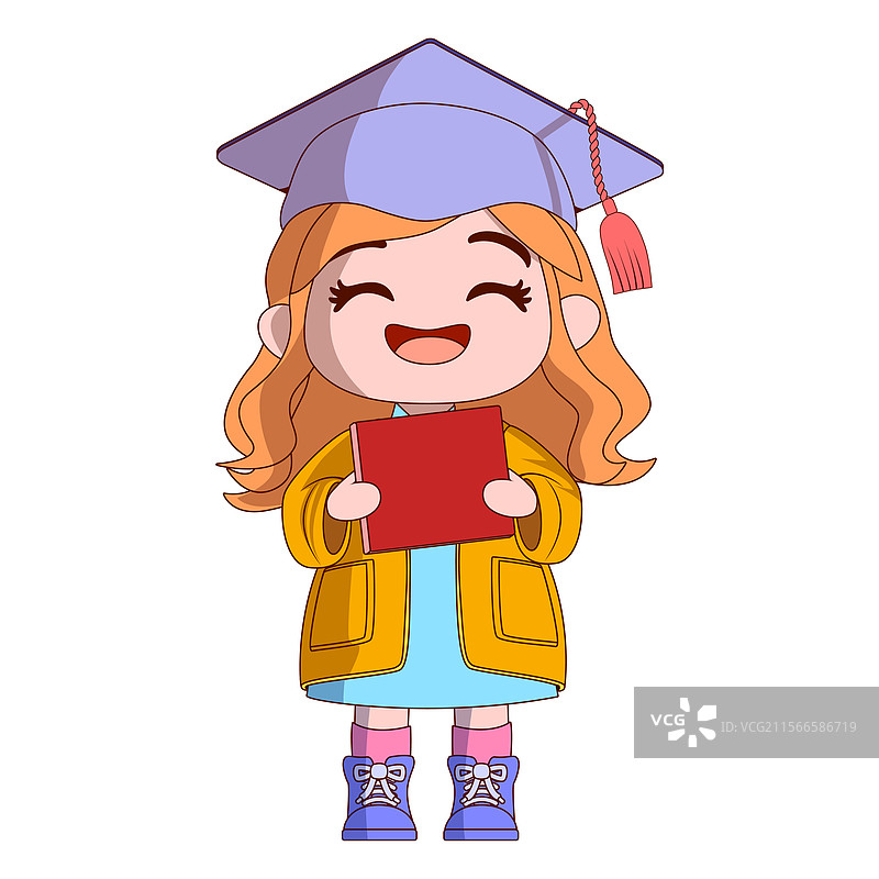 戴博士帽的可爱女孩图片素材