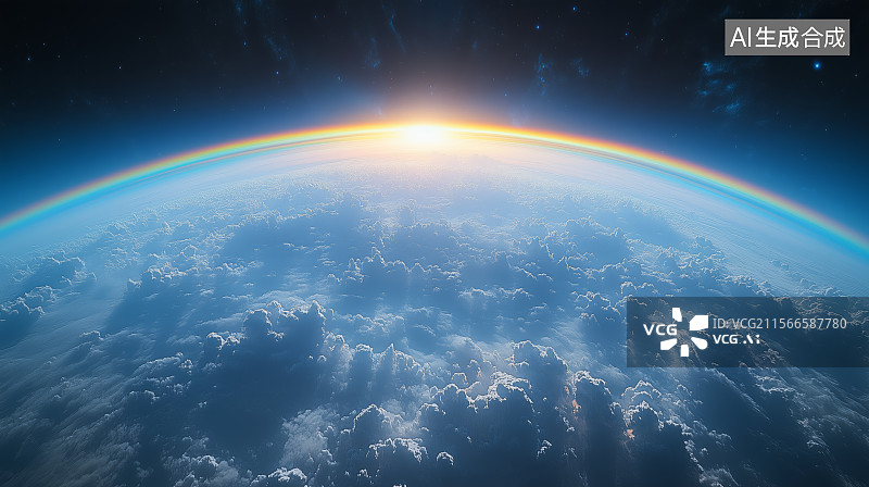 【AI数字艺术】彩虹跨越云海图片素材