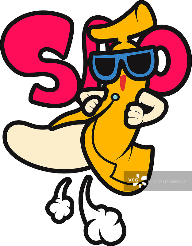 卡通时尚香蕉戴太阳镜图片素材