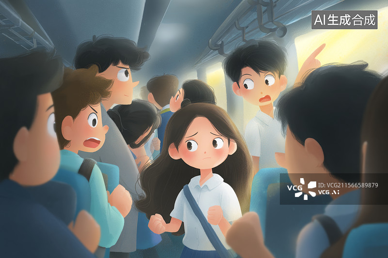 【AI数字艺术】【预防性骚扰 小婷的呼救】图片素材