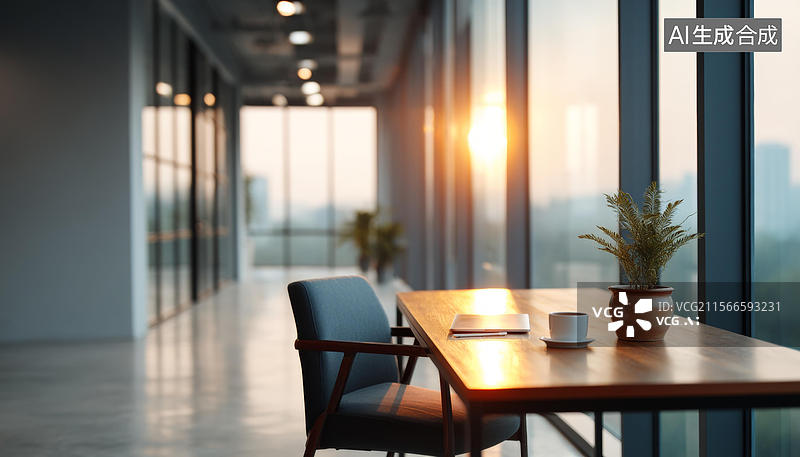 【AI数字艺术】现代办公室阳光洒落图片素材